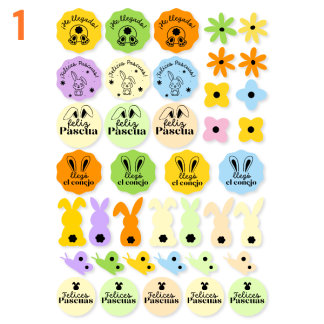 1.- Pascua-Set de stickers Foil